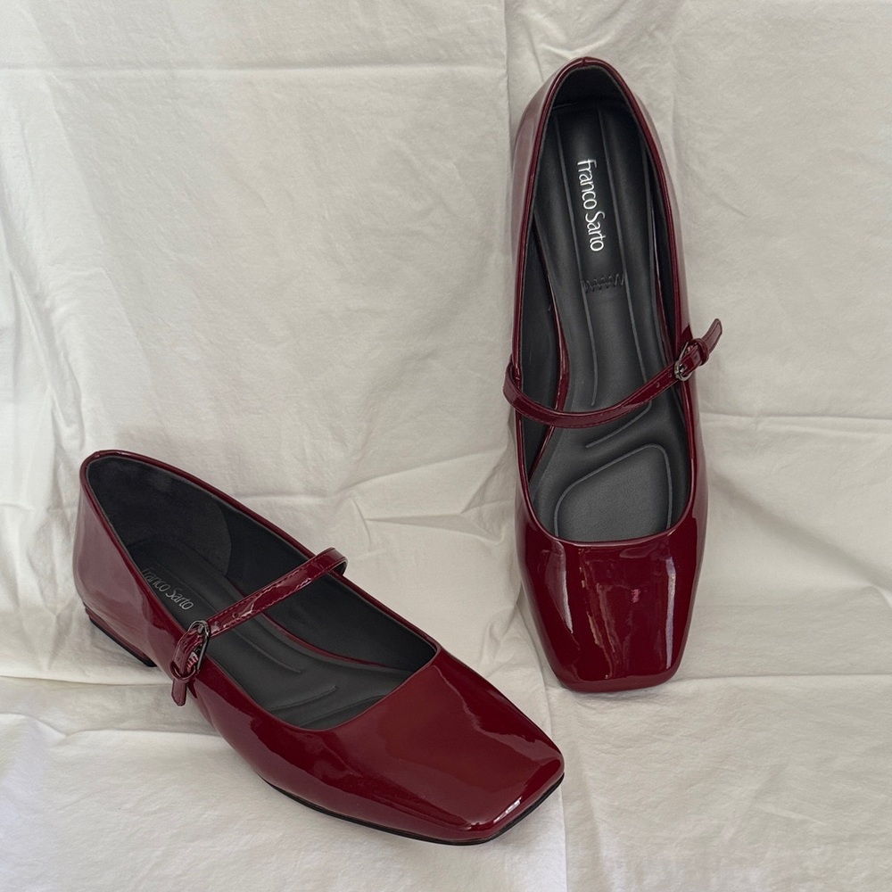 Franco Sarto Burgundy Mary Jane Flats - Picture 2 of 5